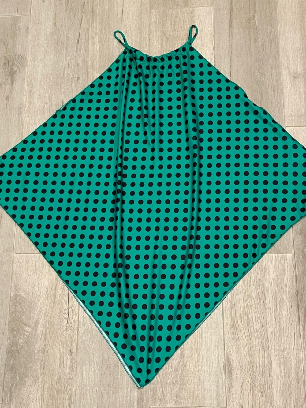 ZARA Green Polka Dot Asymmetrical Halter Top Scarf Style Size S